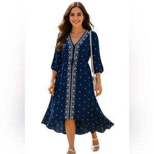 Elegant Forever21 Navy Blue Midi Dress